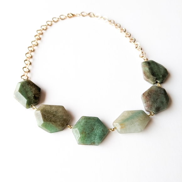 Quartz Stone Statement Gold Chain Necklace - Picture 5 of 14